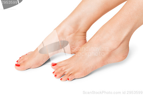 Image of Female feet with red nails