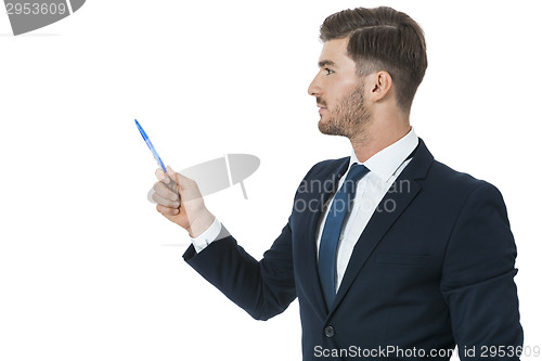 Image of Stylish young businessman doing a presentation