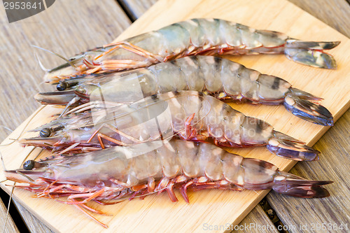 Image of Four fresh whole tiger prawns