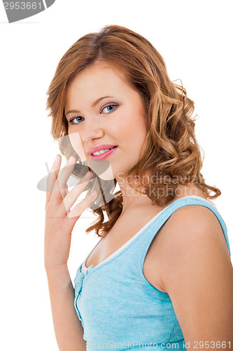 Image of young teenager girl smiling having fun portrait