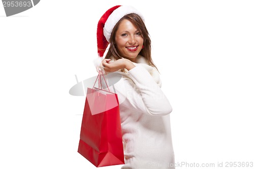 Image of Happy vivacious Christmas shopper