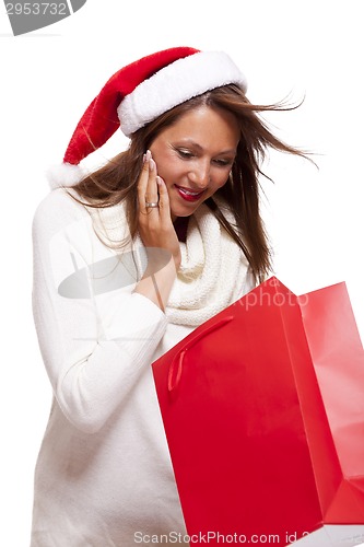 Image of Happy vivacious Christmas shopper