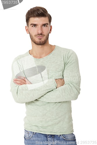 Image of young man in casual fashion on white