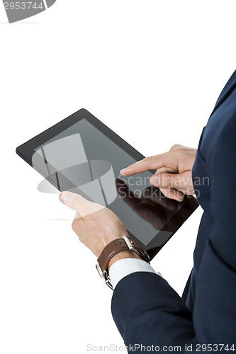 Image of Businessman using a tablet computer