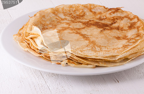 Image of Delicious Pancakes on Plate Served