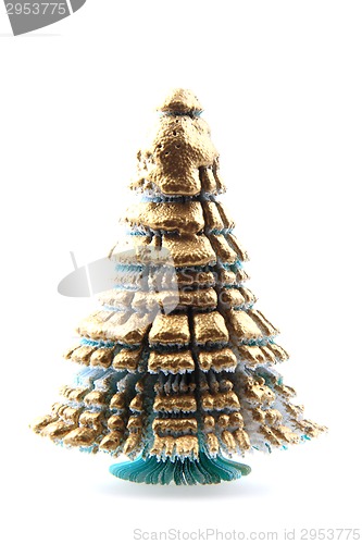 Image of christmas tree from the paper and gold 