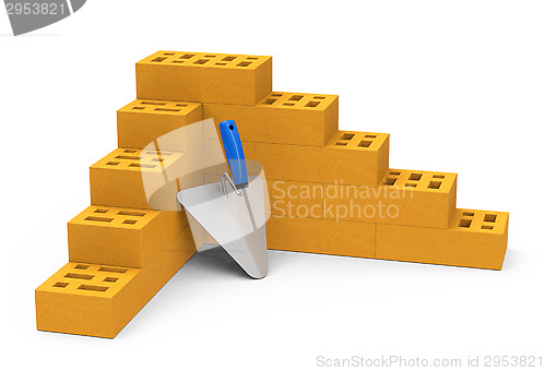 Image of bricks and brick trowel