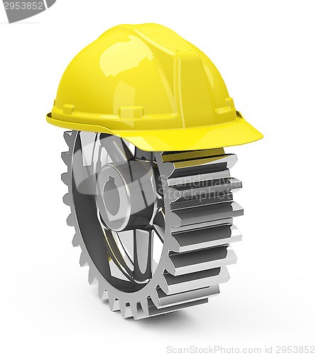 Image of safety helmet and gearwheel