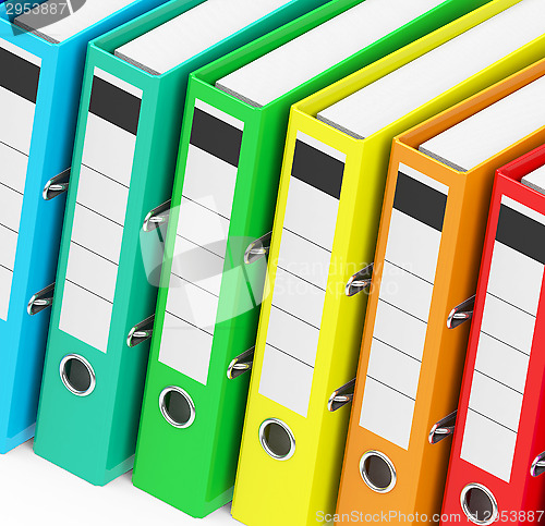 Image of the colorful ring binders