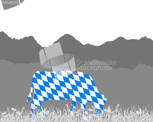 Image of Cow alp and bavarian flag