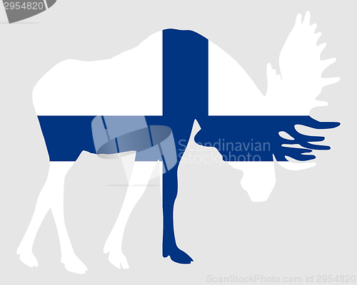 Image of Rutting moose in finnish flag