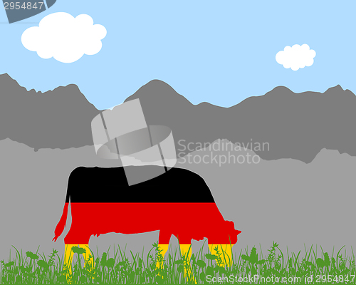 Image of Cow alp and german flag