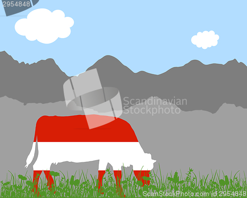 Image of Cow alp and austrian flag