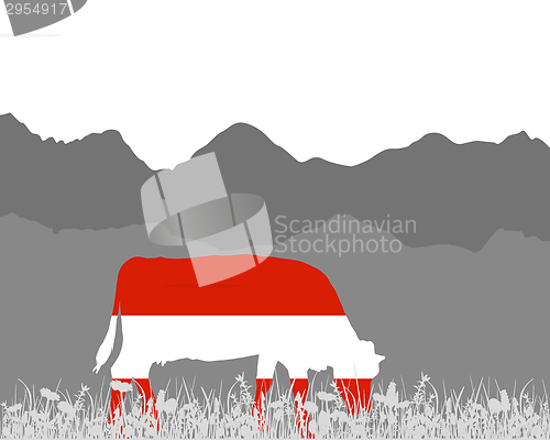 Image of Cow alp and austrian flag