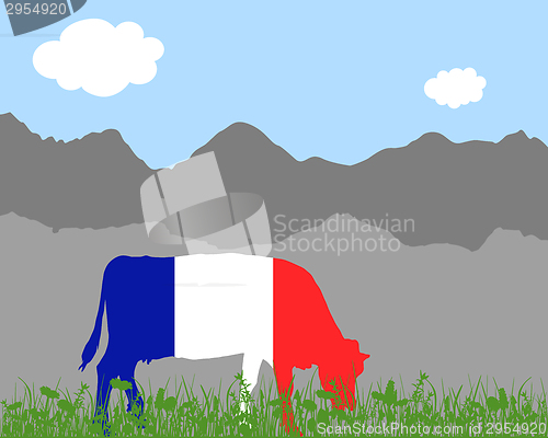 Image of Cow alp and french flag