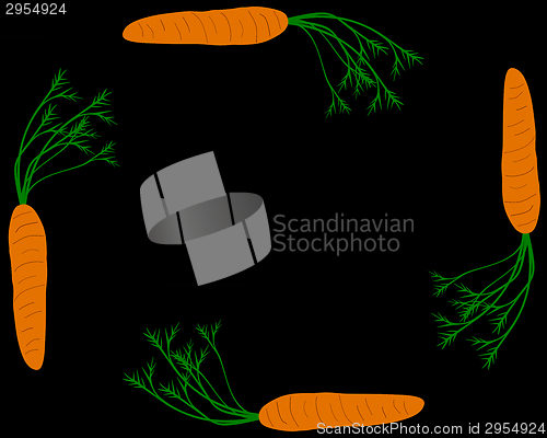 Image of Carrots as vegetable frame with black background