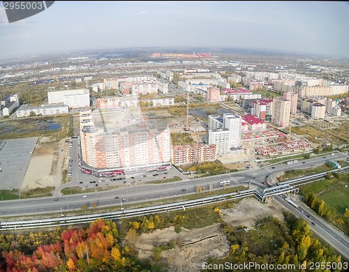 Image of City view from helicopter. Tyumen. Russia