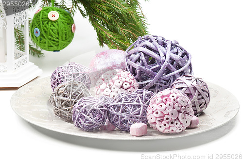 Image of Christmas accessories on the plate