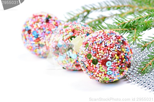 Image of Green spruce with Christmas balls