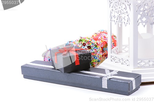 Image of Xmas present boxes and lantern