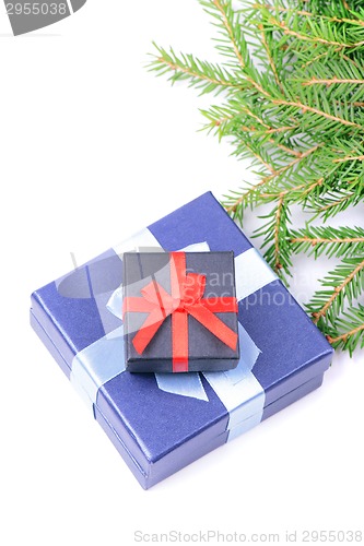 Image of Top view on christmas gifts
