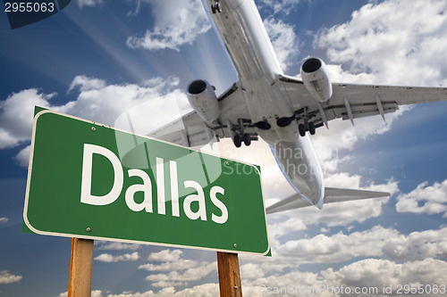 Image of Dallas Green Road Sign and Airplane Above