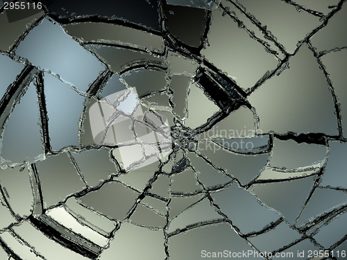 Image of Destructed glass sharp pieces on black