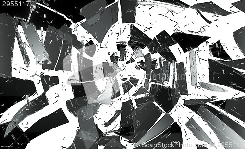 Image of Pieces of demolished or Shattered glass isolated 