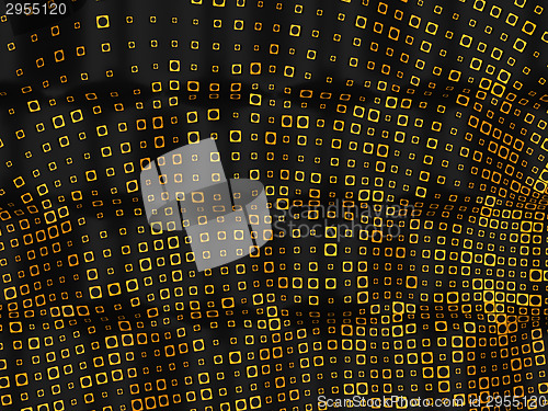 Image of Pattern with circles in golden rectabgles with bumps on black