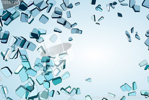 Image of Pieces of Broken or Shattered blue glass