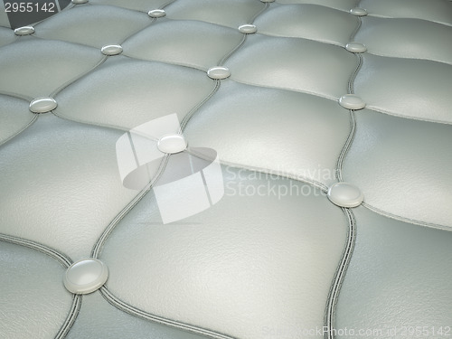 Image of White stitched leather pattern with buttons and bumps