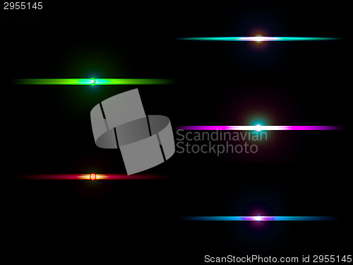 Image of Set of colorful light spots with lens flare