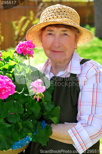 Image of Senior woman gardening