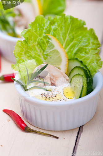 Image of fresh garlic cheese dip salad