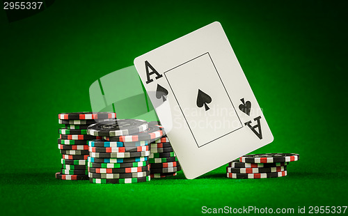 Image of chips and two aces