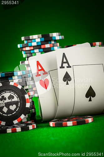 Image of chips and two aces