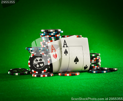 Image of chips and two aces