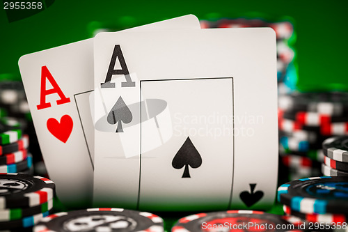 Image of chips and two aces