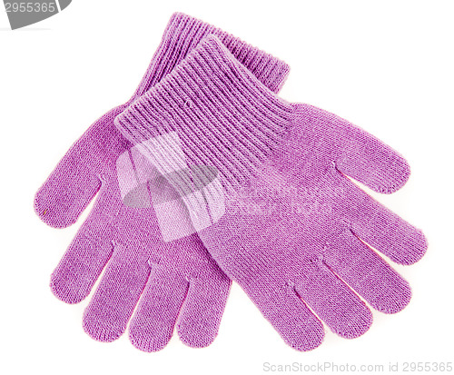 Image of knitted woolen baby gloves