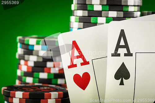 Image of chips and two aces