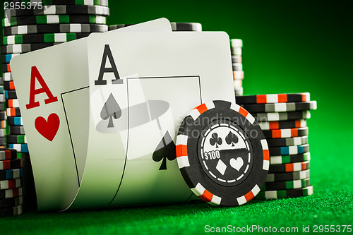 Image of chips and two aces