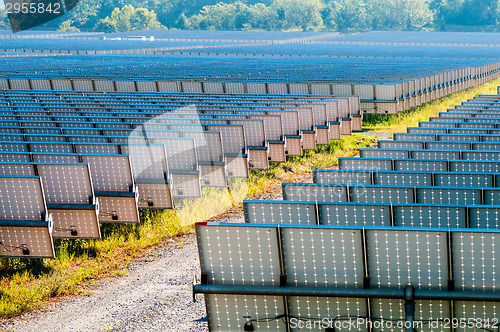 Image of solar panels field on a sunny day