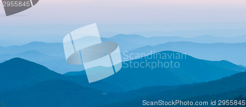 Image of Panorama  of mountain ridges silhouettes