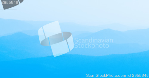 Image of Panorama  of mountain ridges silhouettes