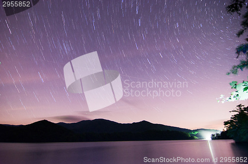 Image of outer space over lake santeetlah in great smoky mountains in sum