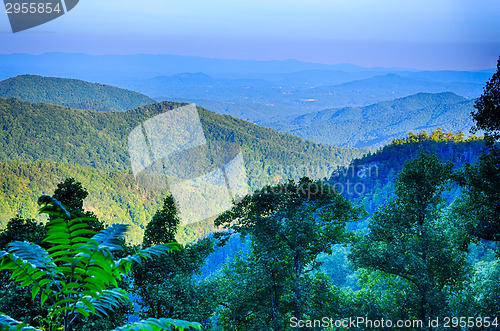 Image of Blue Ridge Parkway National Park Sunset Scenic Mountains summer 