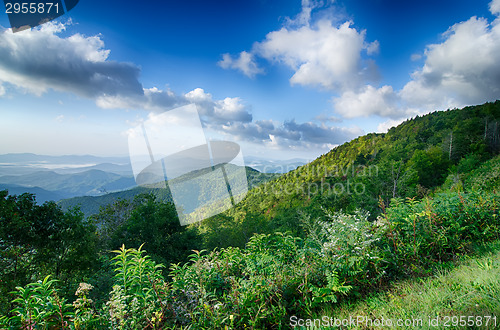 Image of Sunrise over Blue Ridge Mountains Scenic Overlook 