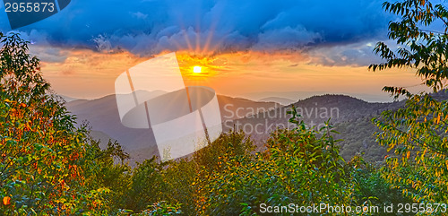 Image of Blue Ridge Parkway late summer Appalachian Mountains Sunset West