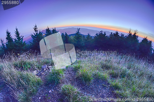 Image of top of mount mitchell after sunset