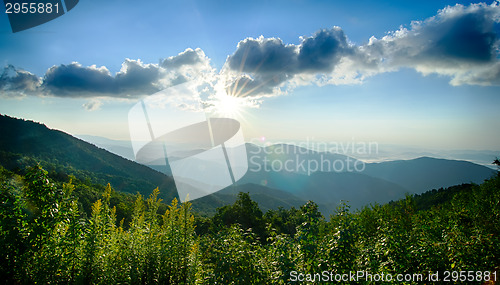 Image of Sunrise over Blue Ridge Mountains Scenic Overlook 